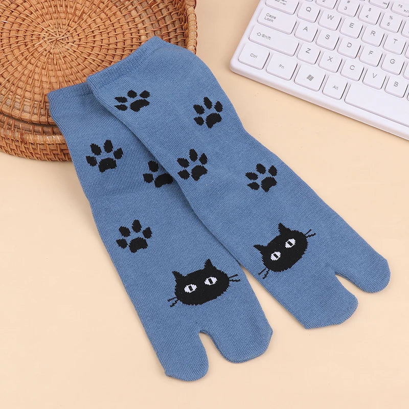 1Pair Japanese Two Finger Socks Unisex Clog Polyester Toe Separation Zpaxo