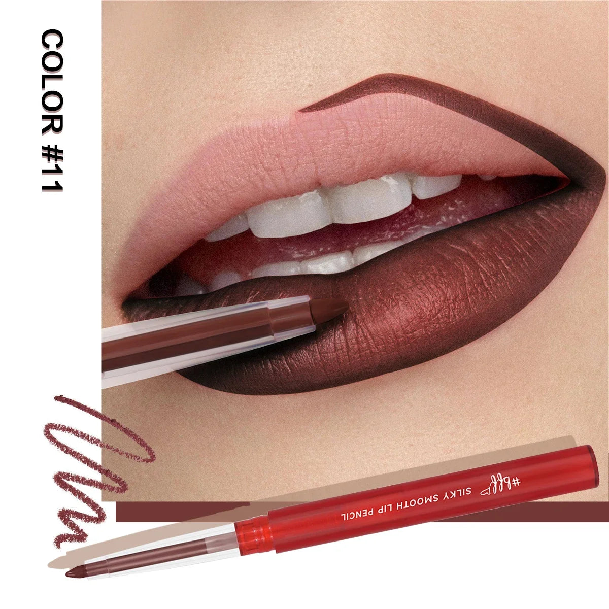 Velvet Lip Liner Crayon Matte Tapered Gradient Lipstick Pen Waterproof Non-Sticky Contouring Lip Makeup Mixed Color System Zpaxo 11
