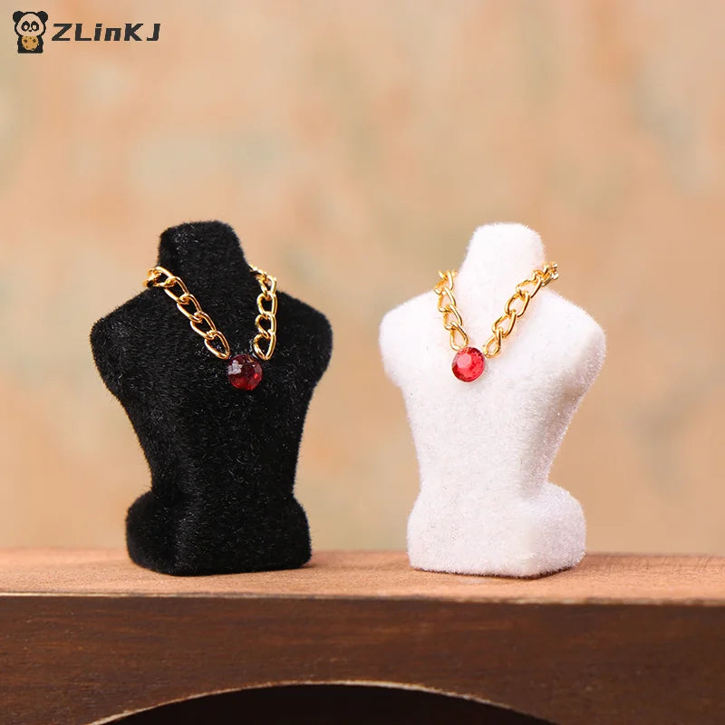 ▶1PCS 1/12 Dollhouse Necklace Display Stand With Necklace Dollhouse Jewelry Stand Dollhouse Accessories Micro Scene Photo Props Zpaxo