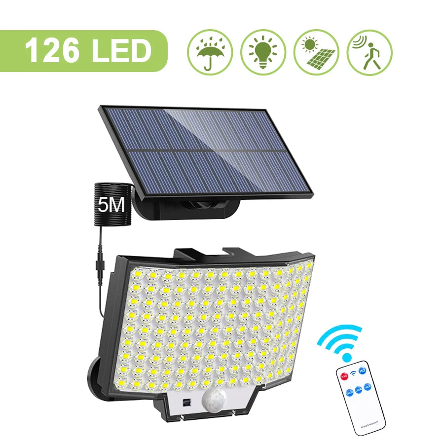 348LED Solar Lamp Outdoor Security Light with Motion Sensor Waterproof 126/328LED Powerful Spotlight Solar for Garden Garage Zpaxo