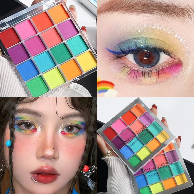 16-Grid Christmas Color Eye Shadow Palette Artist Shimmer Glitter Matte Colorful Long-lasting High Saturation Eyeshadow Cosmetic Zpaxo