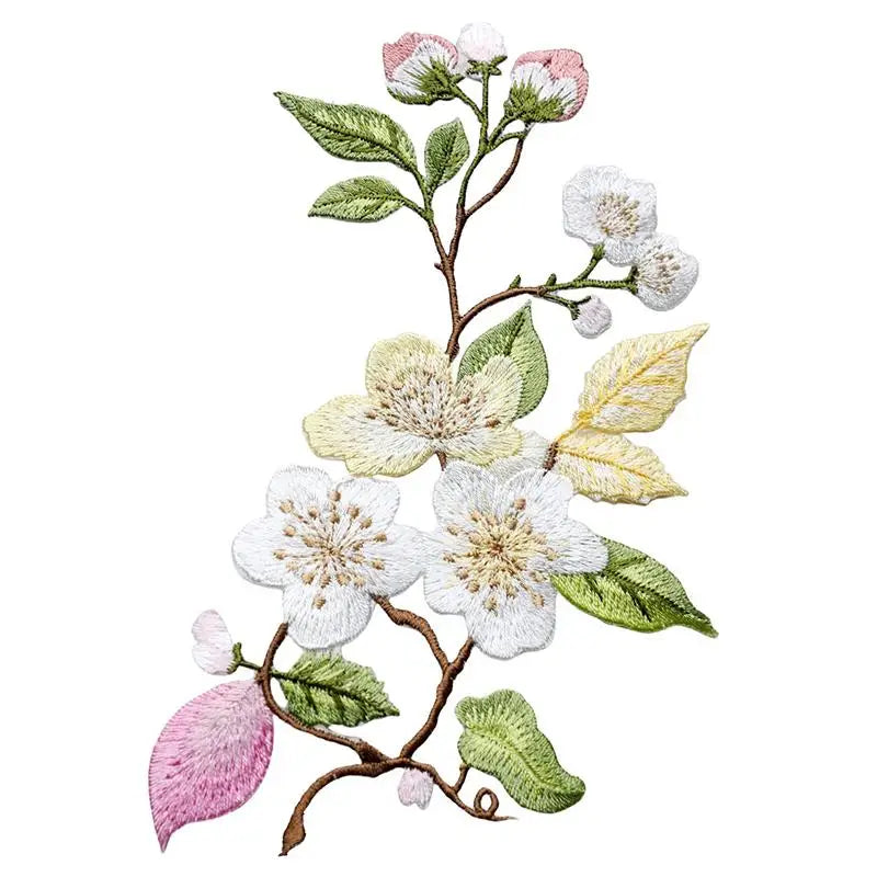 ▶1Pcs Jacket Jeans Craft Accessories Flower Embroidery Patch Iron On Elegant Patches For Clothes Bags DIY Embroidered Stickers Zpaxo C2