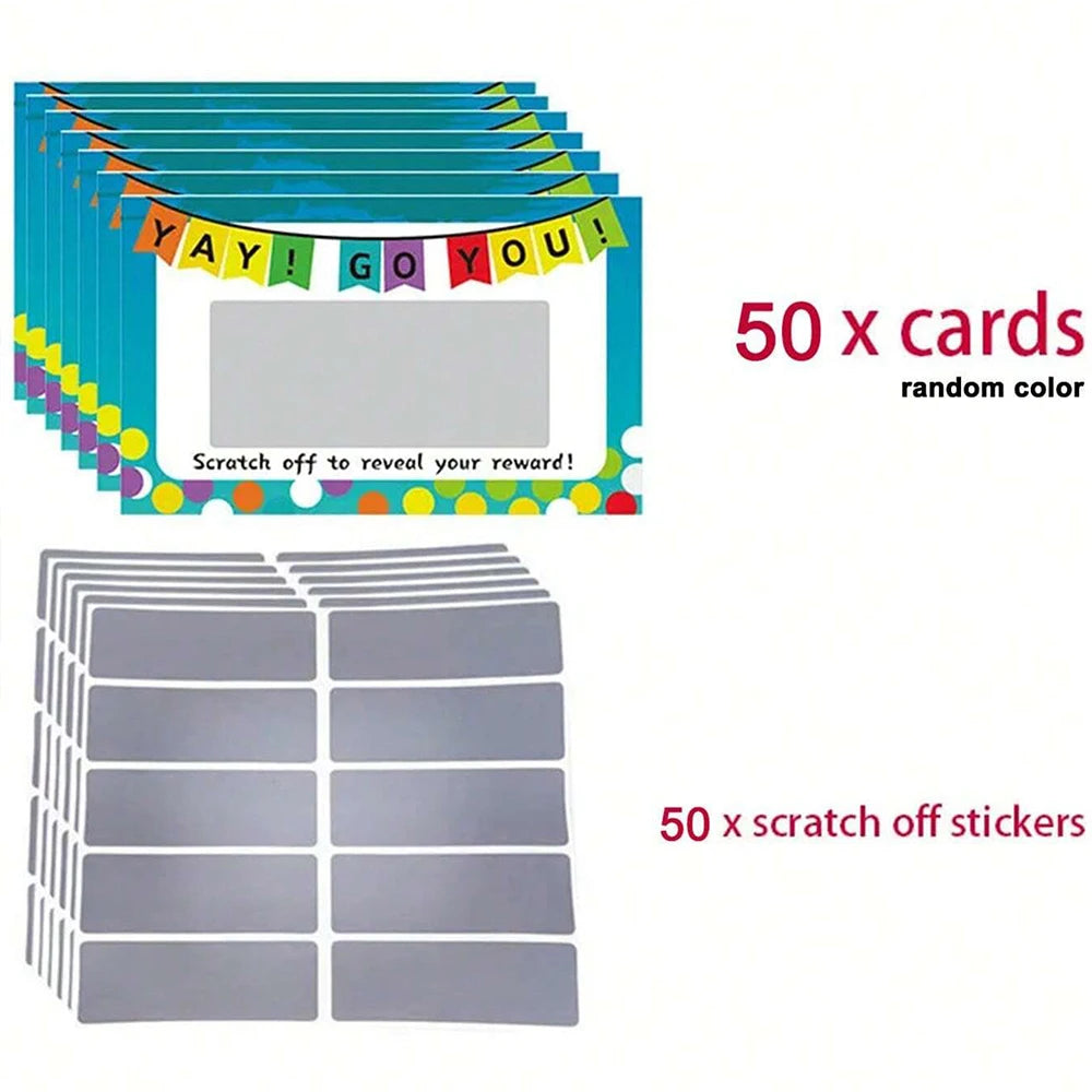 50Pcs Scratch-Off Cards Game Prizes for Classroom Students School Recognition Rewards Zpaxo J2503059