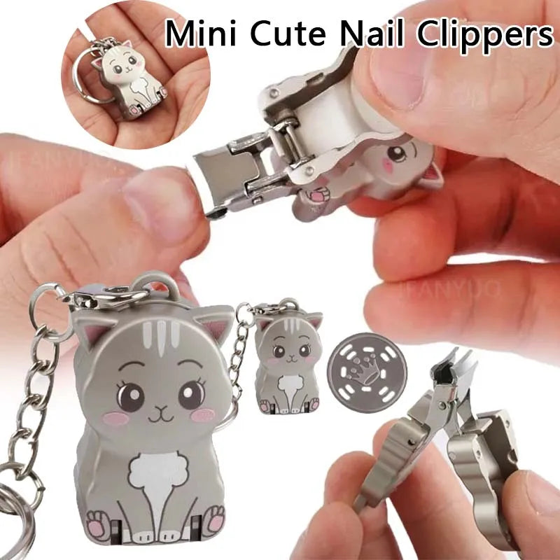Stainless Steel Nail Clippers Exquisite Cute Kitten Shape Keychain