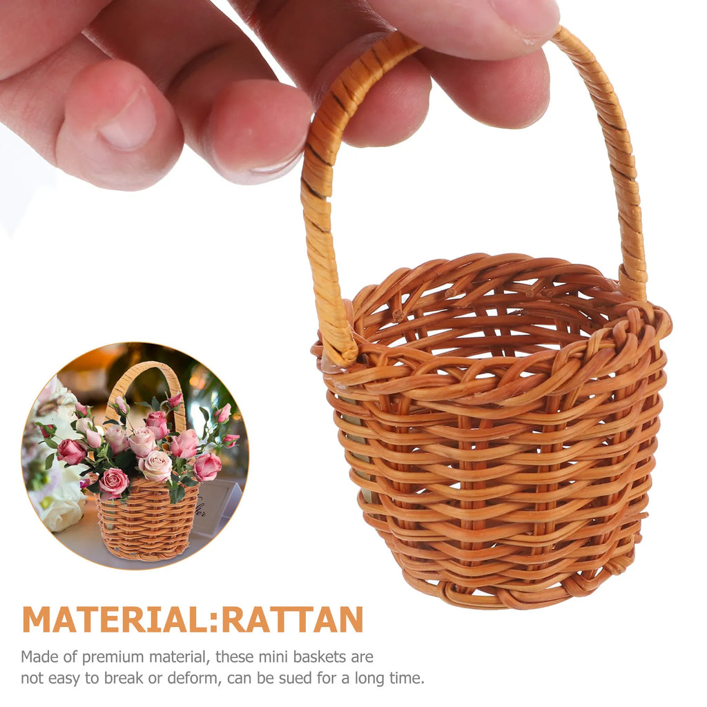 Mini Rattan Basket Small Exquisite Rustic Woven Flower Arrangement