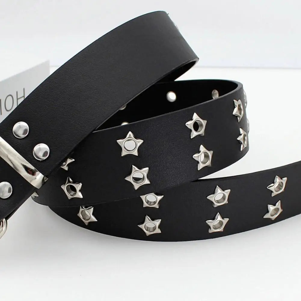 Y2K Punk Rivet Belt – Double Row Star Gothic Waistband Punk Fashion Belt Zpaxo