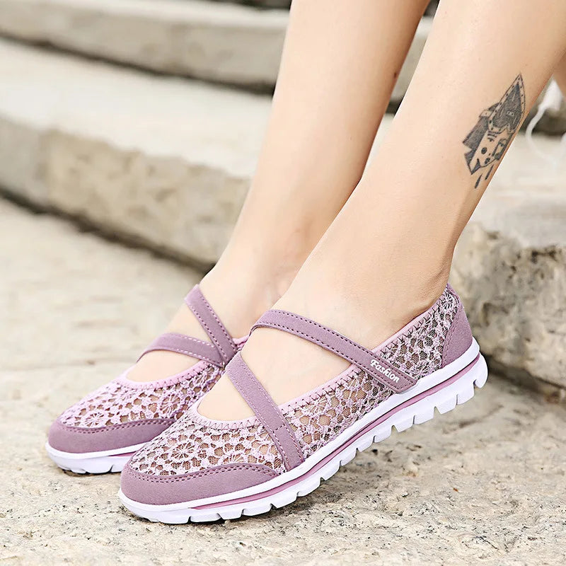 Woman Mesh Flats 2023 Women Fashion Breathable Vulcanized Women's Zpaxo