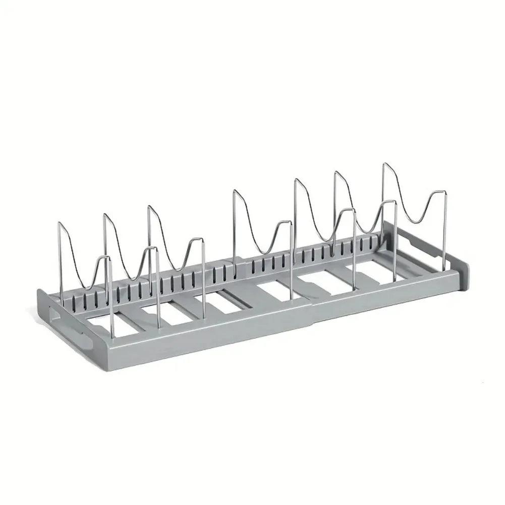 Expandable Kitchen Cabinet Pot Organizer Rack, Adjustable Divider, Multi-purpose Pots And Pans Storage Solution Zpaxo
