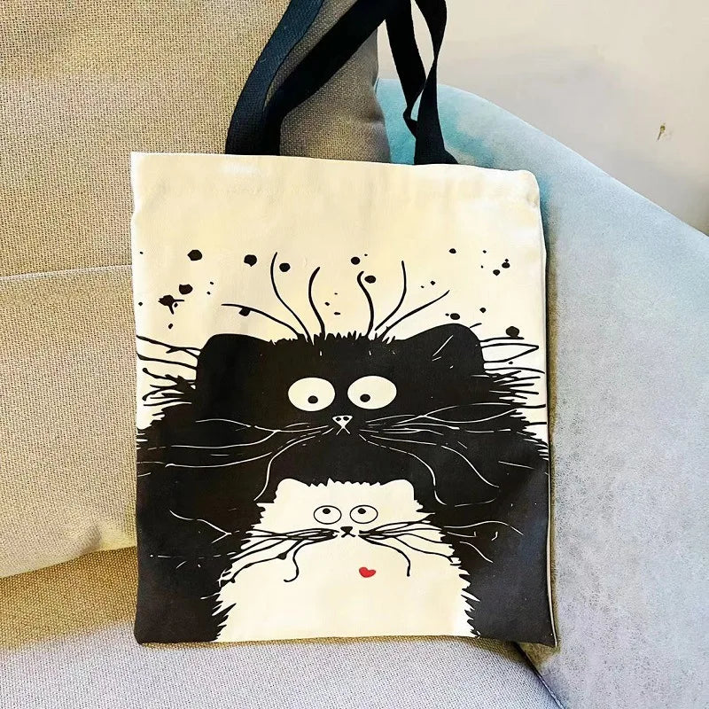 Reusable Canvas Bag Shopping Tote Cute Printed Eco-friendly Cloth Bag Girls Shoulder Bags Washable Tote Bag Side Bag for Ladies Zpaxo 03