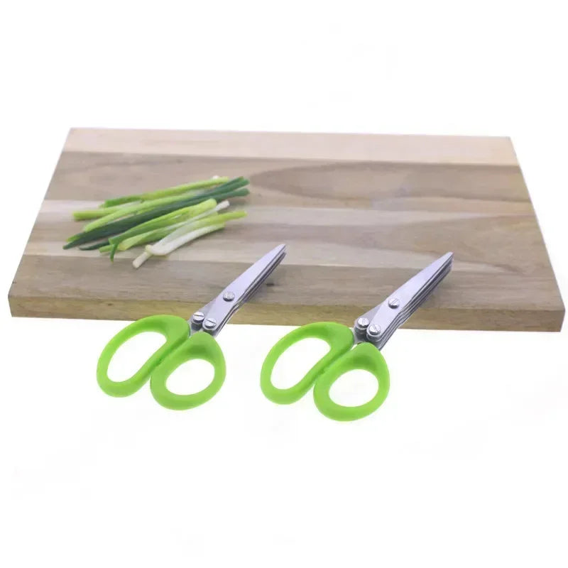 Multi-Layer Stainless Steel Herb & Scallion Scissors | 3 & 5 Blade Herb Scissors Zpaxo
