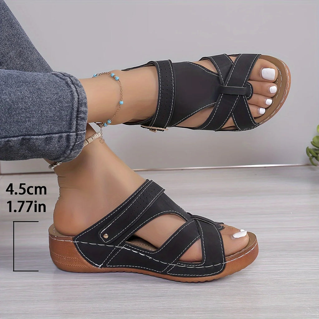 Women Slippers Large Size Roman Style Sandals Summer New Soft Bottom Thick Heel Slippers Casual Slip-On Shoes Slides Women Zpaxo