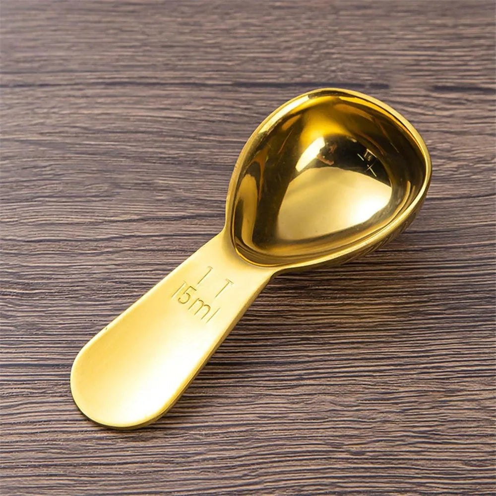Stainless Steel Coffee Scoop Scoops Short Handle Tablespoon Measuring Zpaxo 15ML Gold