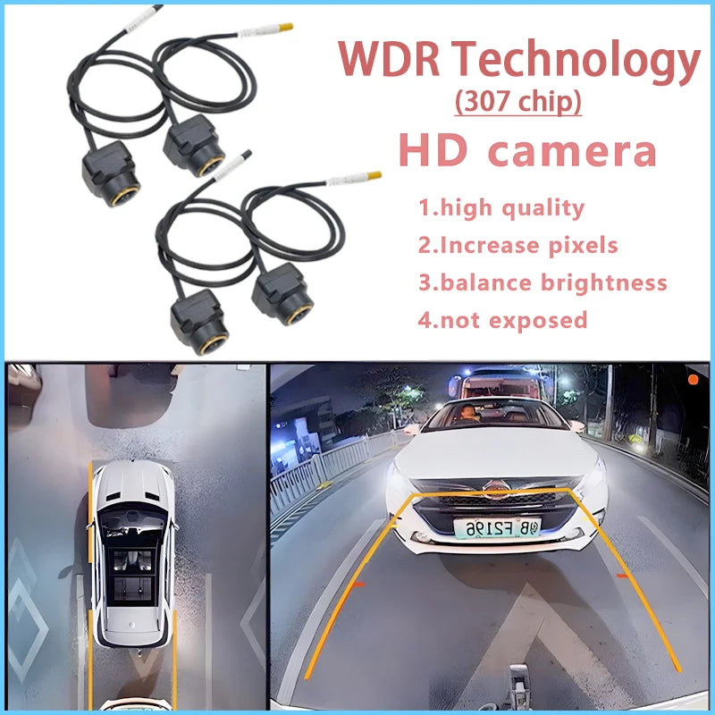 360 Android Car Camera 3D AHD 1080P Panoramic View 4 Square Cameras