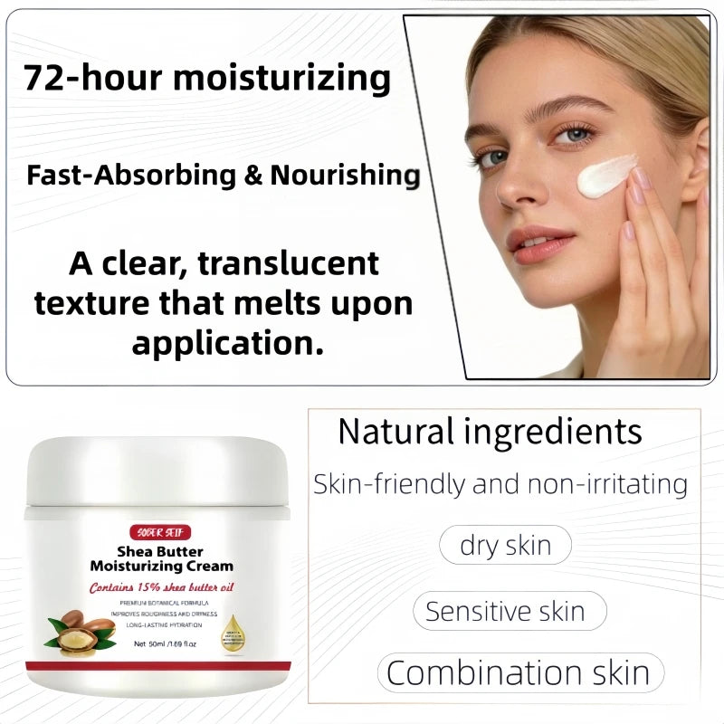 50ml Sensitive Skin Nourishing Cream Shea Butter Hyaluronic Acid Ceramide Gentle Repair Deep Hydrating Moisturizer Zpaxo