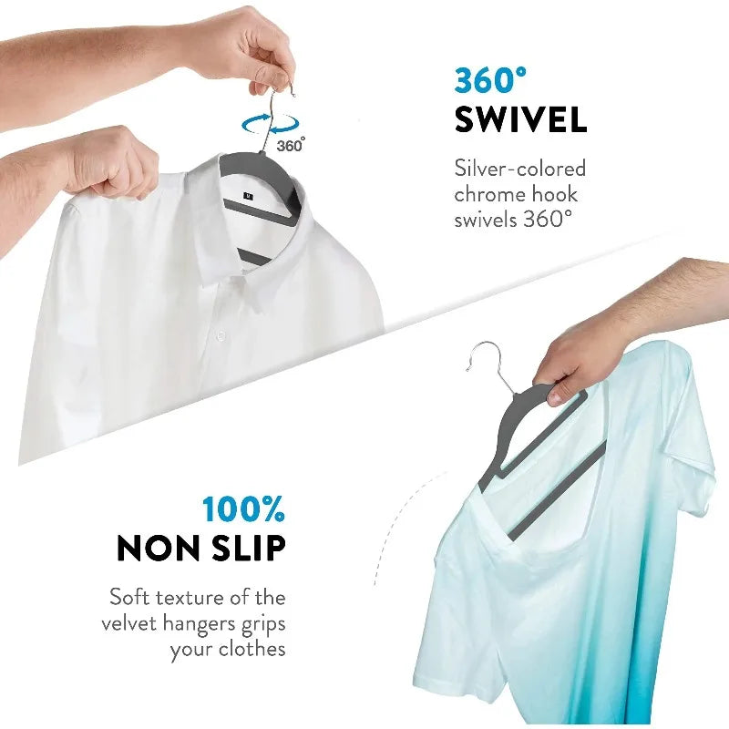 Premium Velvet Hangers Non-slip Flocked Felt Suits Shirts Closet