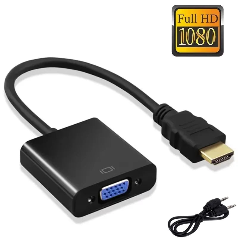 HDMI-compatible VGA Cable Converter 3 5 Audio Power Supply Adapter