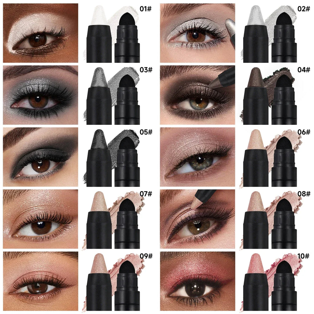 Smoky Eyeshadow Pencil Stick Waterproof Pearlescent Metallic Glitter Eye Shadow Highlighter Pen Makeup Tool Zpaxo