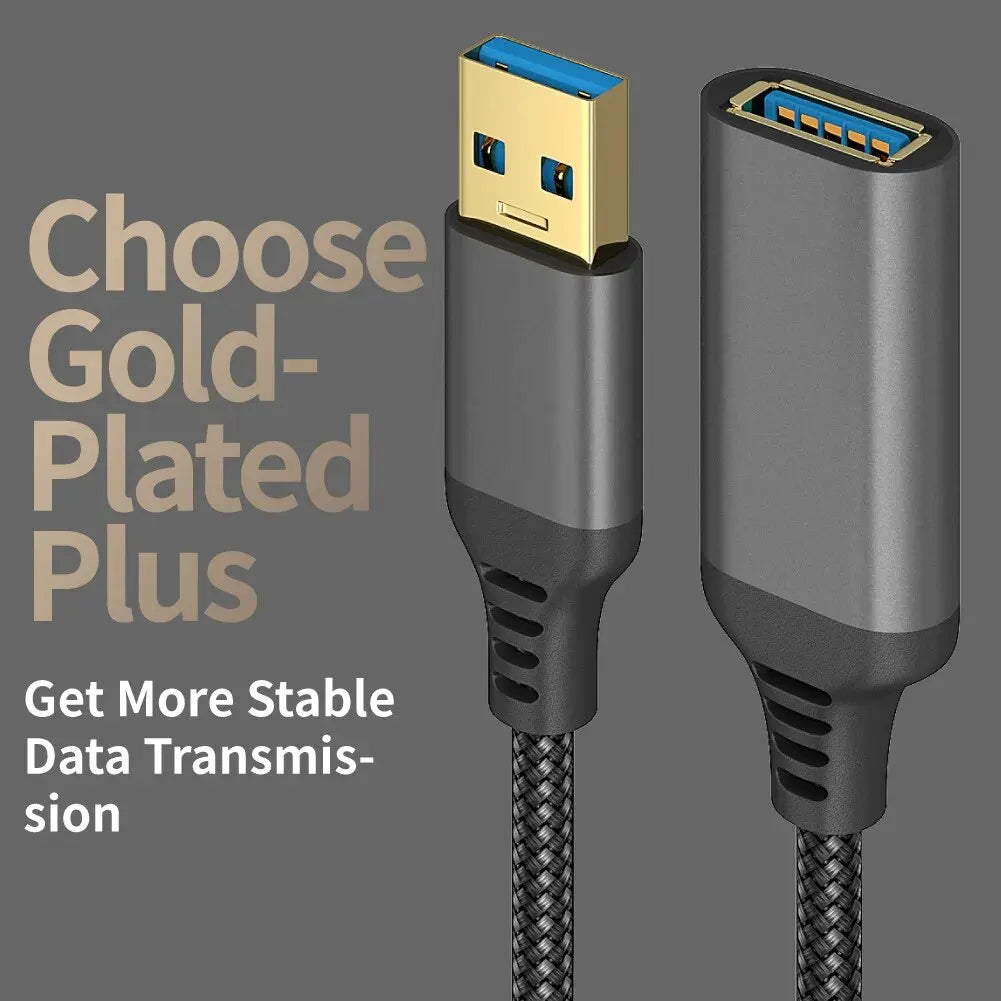 USB 3.0 Extension Cable Nylon Braided Male to Female Data Cord USB 3.0 Extender For PS3 PC Laptops Smart TV USB Cable Extension Zpaxo