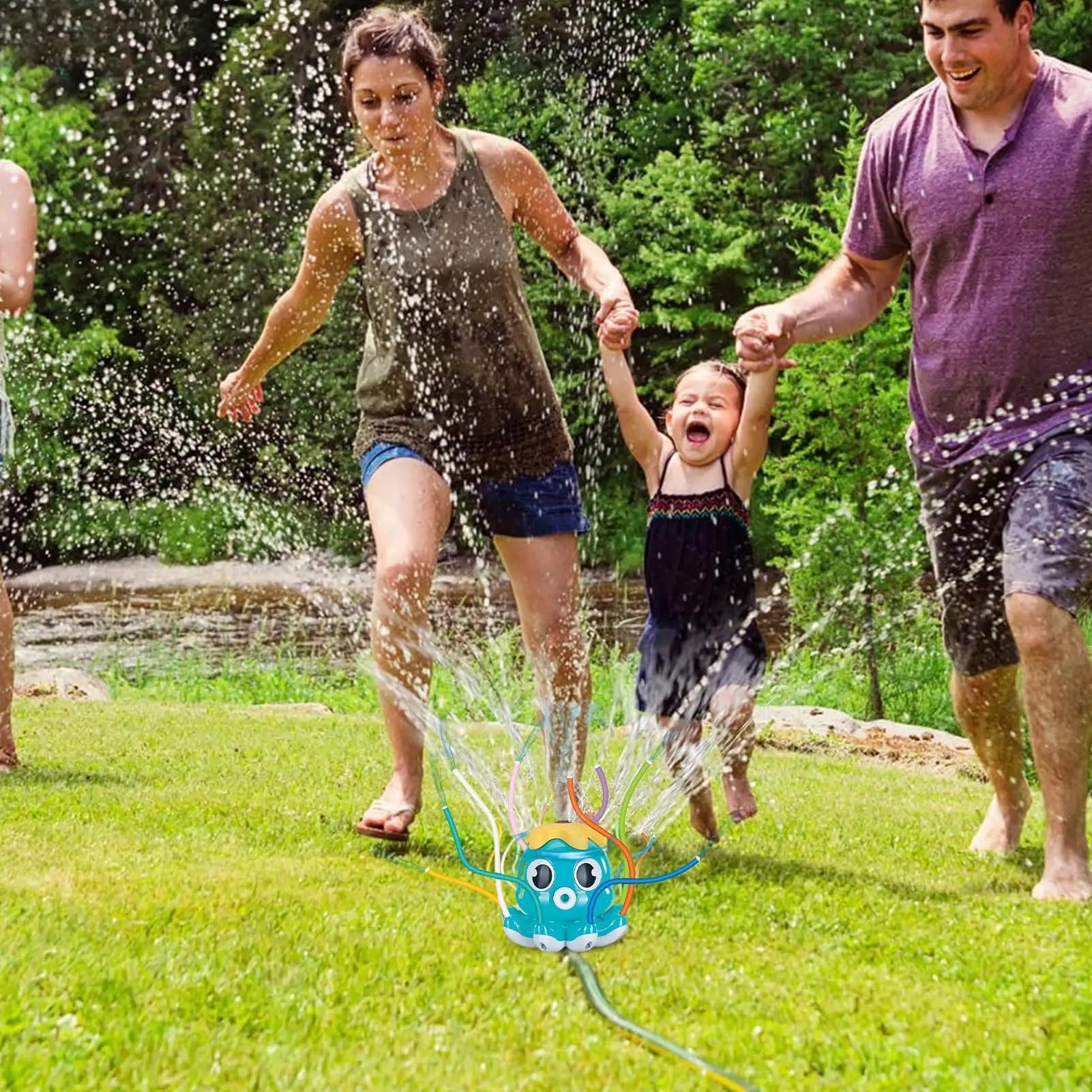 Water Sprinkler For Kids Octopus-Shaped Yard Sprinkler With 8 Swinging Tubes Outdoor Water Sprayer Garden Toy For Ages 3 Boys Zpaxo