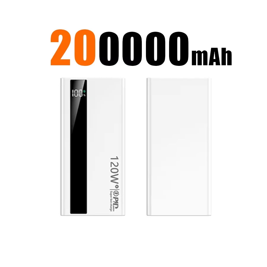 500000mAh 120W Super Fast Charging High Capacity Power Bank External Battery Portable Battery Charger For iPhone Samsung Xiaomi Zpaxo White 200000mAh Above 100000mAh