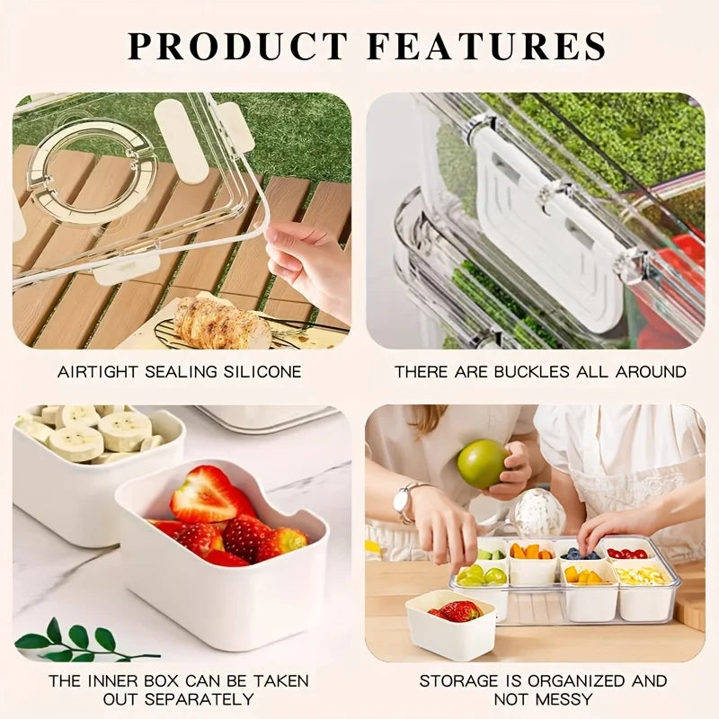 8-Grid Divided Snack Bowl Lid Food-grade PP Material Dishwasher
