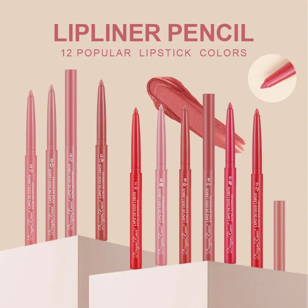 Lip Liner Lipstick Pen Waterproof Long-Lasting Contouring Lip Pencil Matte Finish Beginner Automatic Lip Liner Bean Paste Color Contouring Pen Automatic Rotating Lip Liner Zpaxo