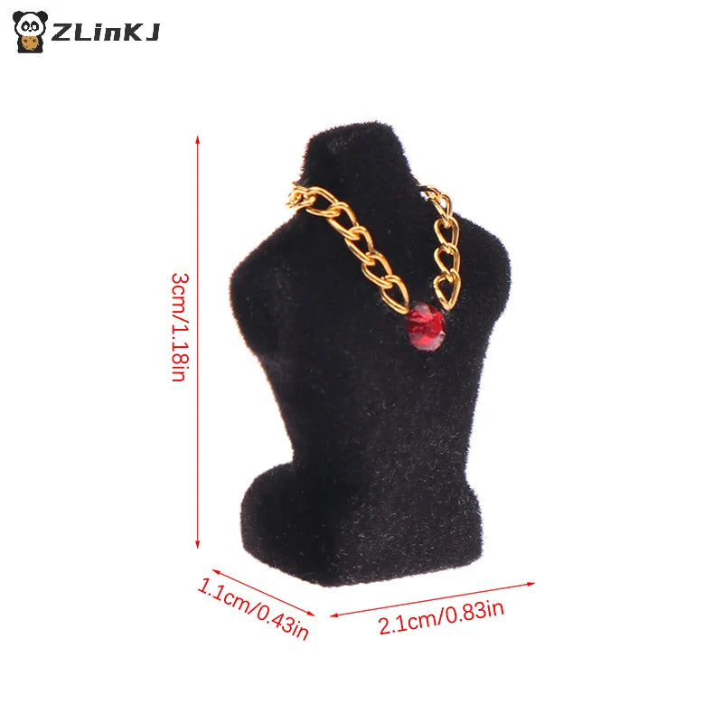 ▶1PCS 1/12 Dollhouse Necklace Display Stand With Necklace Dollhouse Jewelry Stand Dollhouse Accessories Micro Scene Photo Props Zpaxo