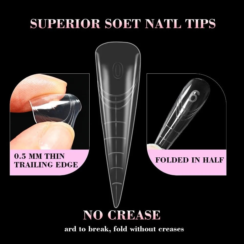 70 140 Gel Dual Nail Forms Transparent 14 Molds Reusable Poly Zpaxo