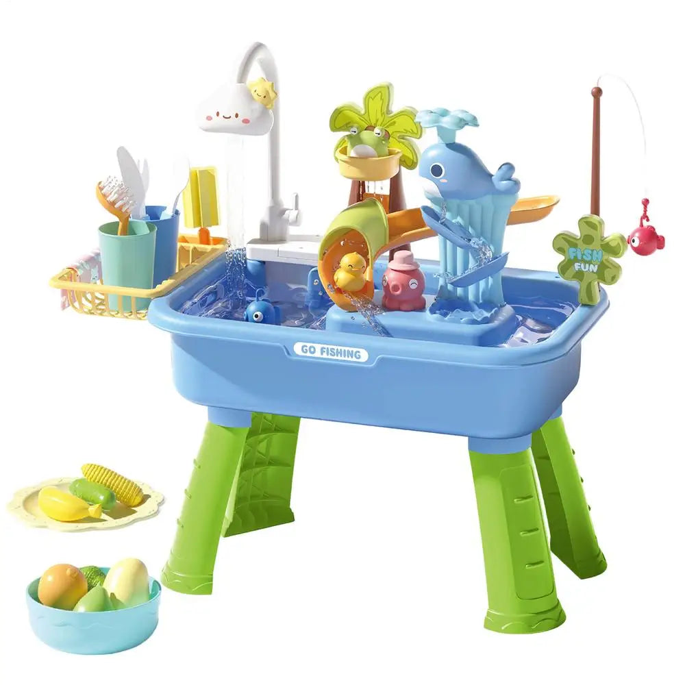 Electric Kids Water Table Play Sink Running Cloud Faucet Sensory