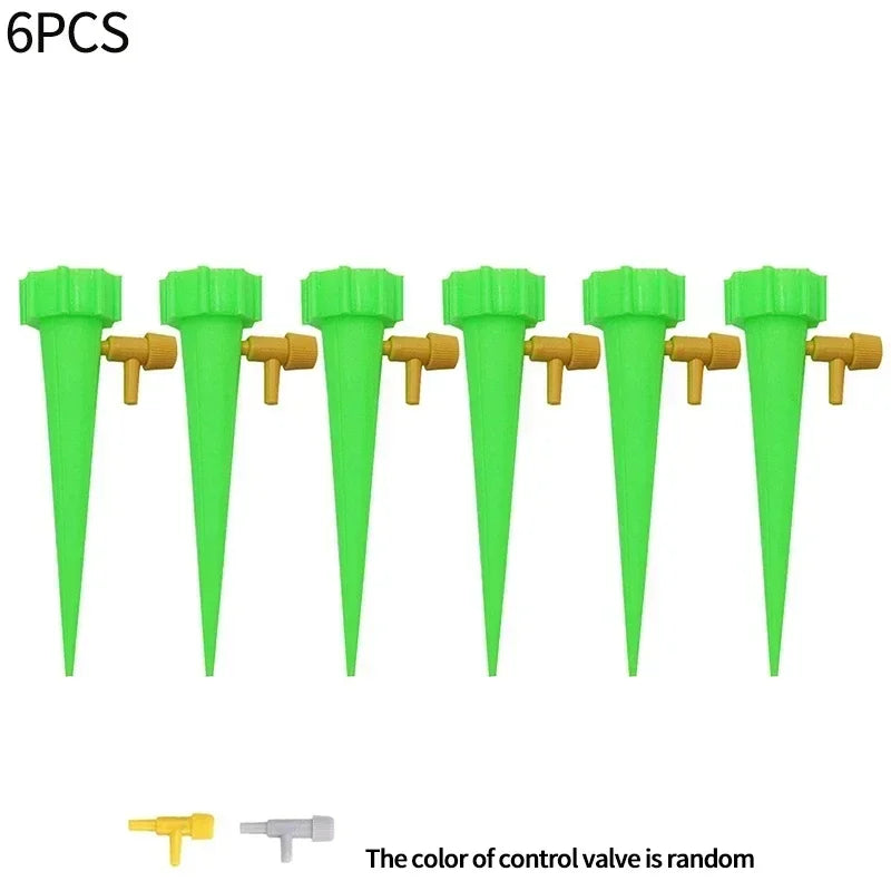 Automatic Drip Irrigation System Self Watering Adjustable for Flower Plants Greenhouse Garden Auto Water Dripper Device Zpaxo 6PCS-Green
