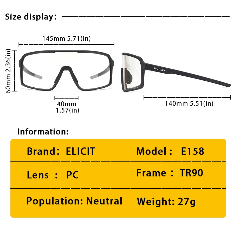 Photochromic Cycling Glasses Sunglasses Men Women Mountain Bike Road Eyewear UV400 Bicycle Riding Outdoor Sports Hiking Goggles Zpaxo