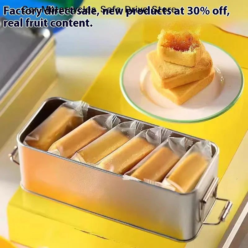 CM1Pc Rectangular Buckle Tinplate Box Lid Metal Storage Cake