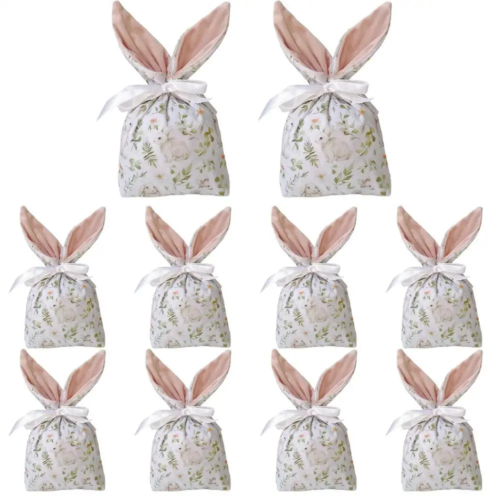 Easter Candy Bags Drawstring Bunny Ear Design Goody Favor Supports