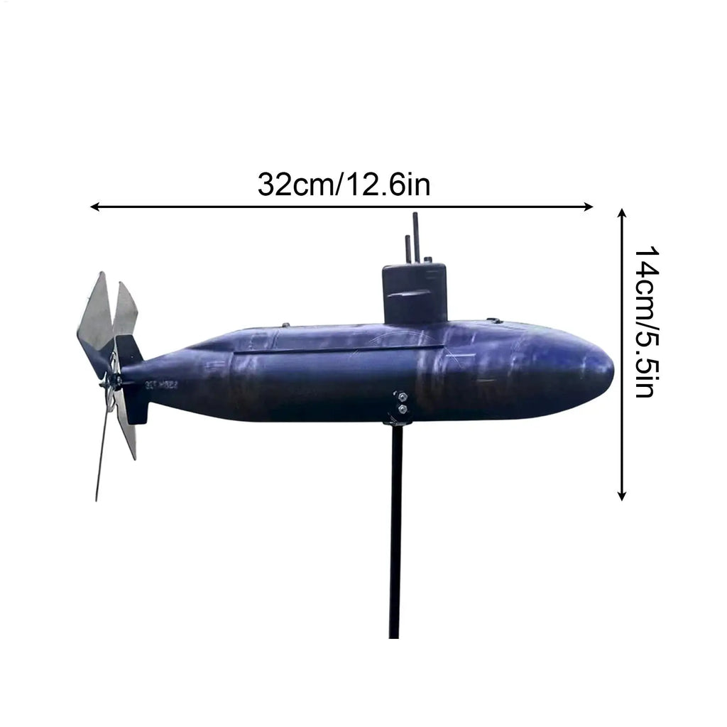 Submarine Wind Spinner Outdoor Garden Decorative Rotating Blades Wind Sculpture Moving Art Spinner Submarine Windmill For Yard Zpaxo