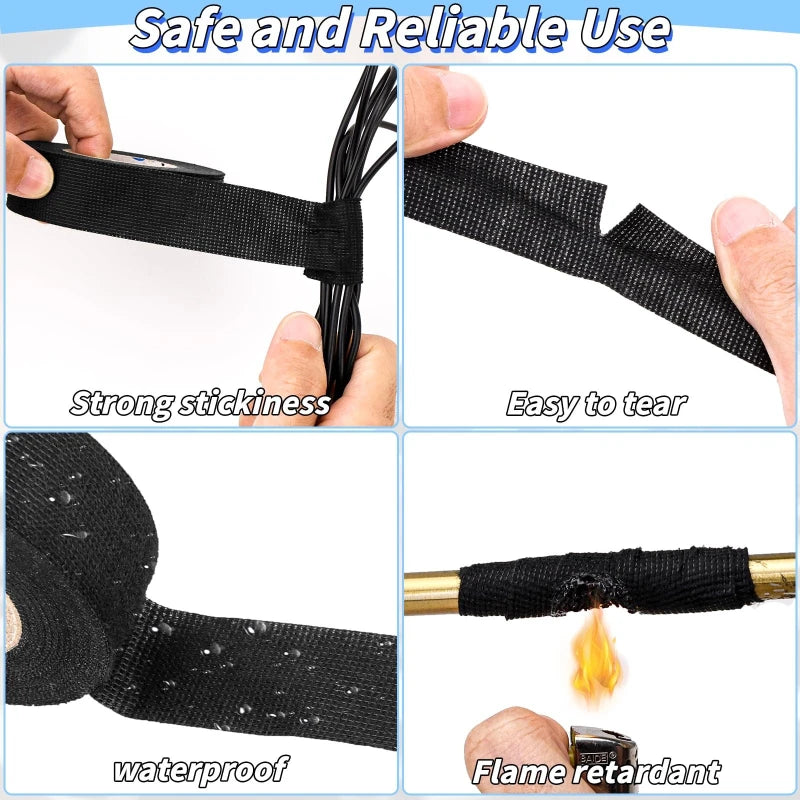 Electrical Insulation Tape High Temperature Wire Harness Cloth Tape Automotive Cable Loom Heatproof Fabric Adhesive Tape Zpaxo