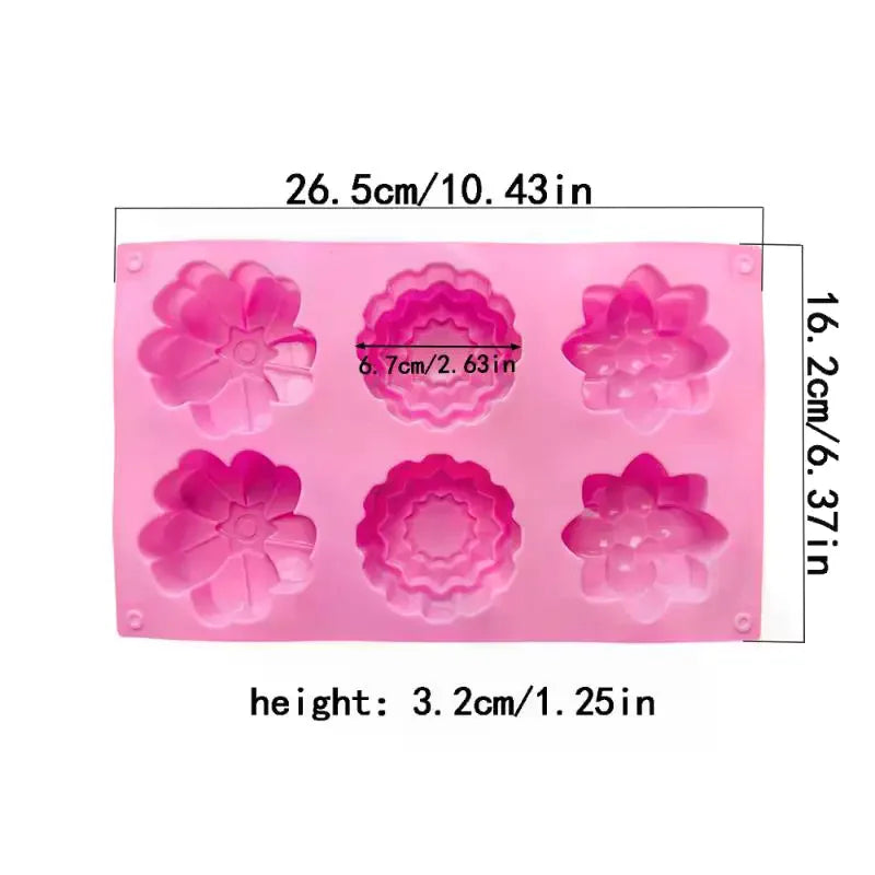 6 Cavity Flowers Silicone Mold DIY Handmade Fondant Cake Baking Chocolate Sugar Cake Tool Resin Polymer Clay Making Mould Zpaxo