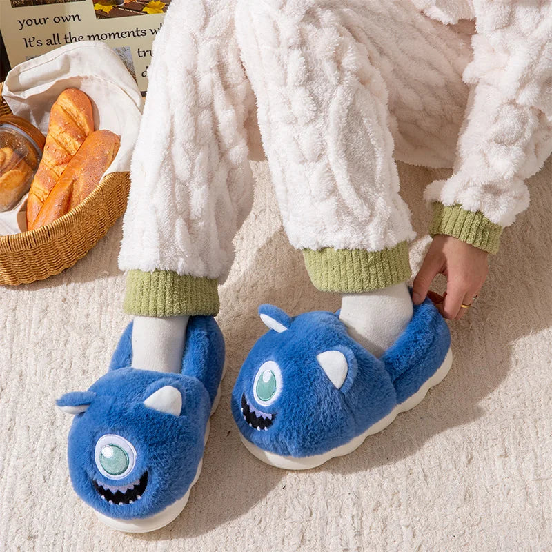 Unisex Winter Cloud Feel Plush Slippers Warm Cartoon Thick Sole