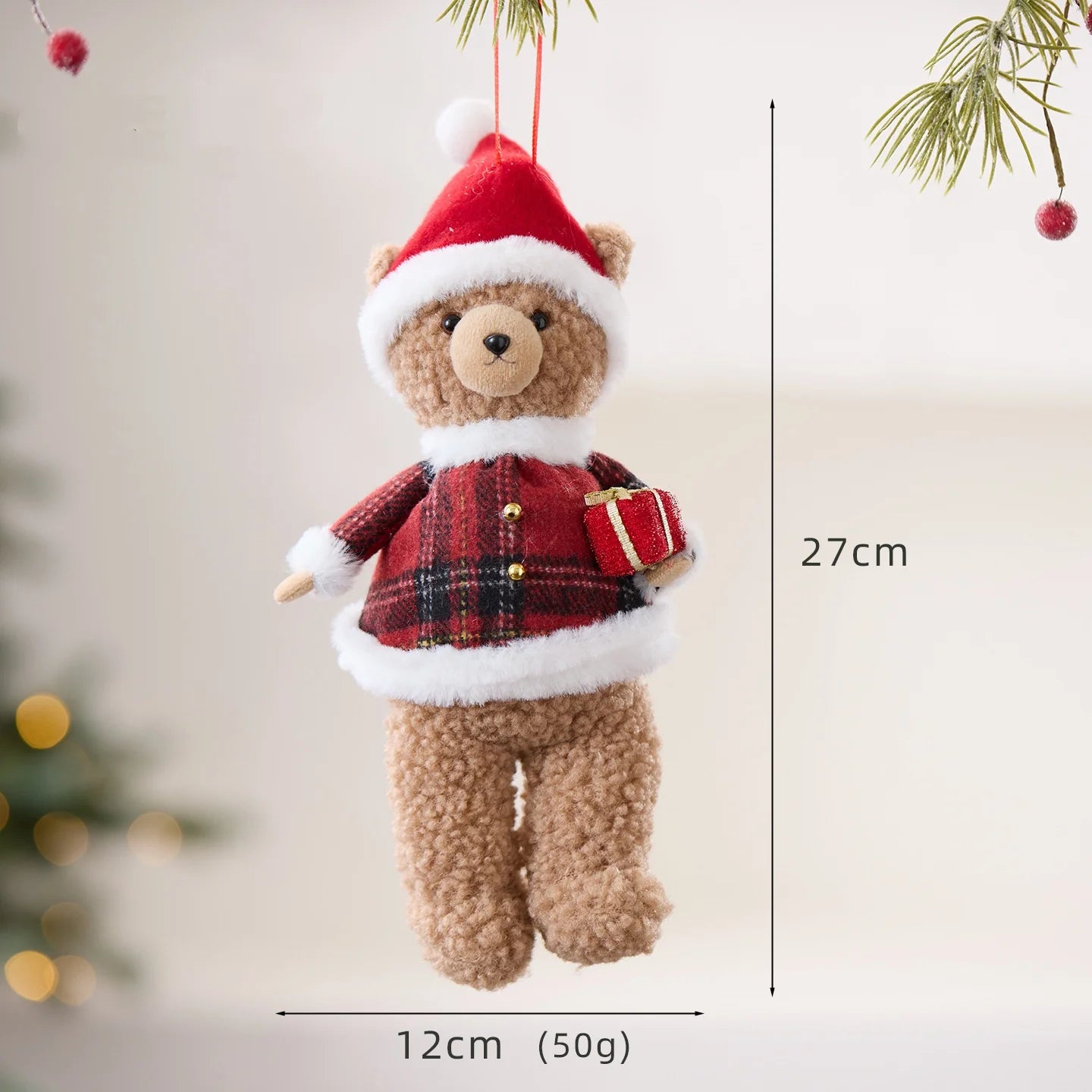 Plush Christmas Bear Ornament – Hanging Tree Pendant Decor