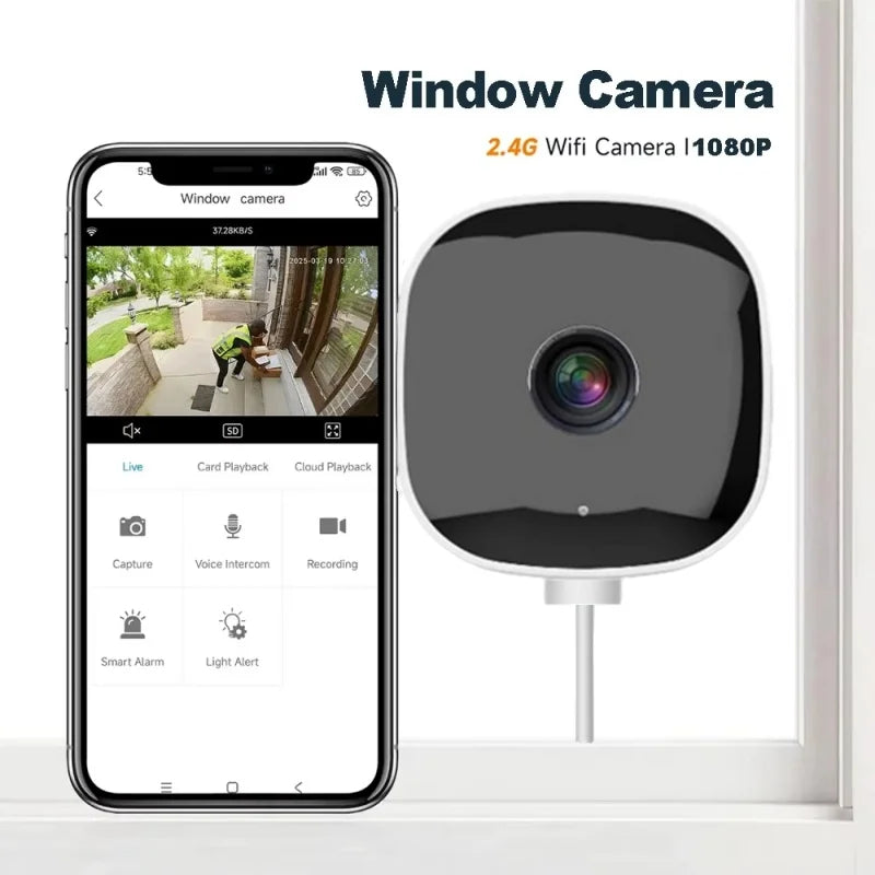 Window Camera Replaces Outdoor Cameras 2.4/5GHz WiFi Camera 3MP Resolution Full-Color Night Vision Through Window Mini Camera Zpaxo Default Title