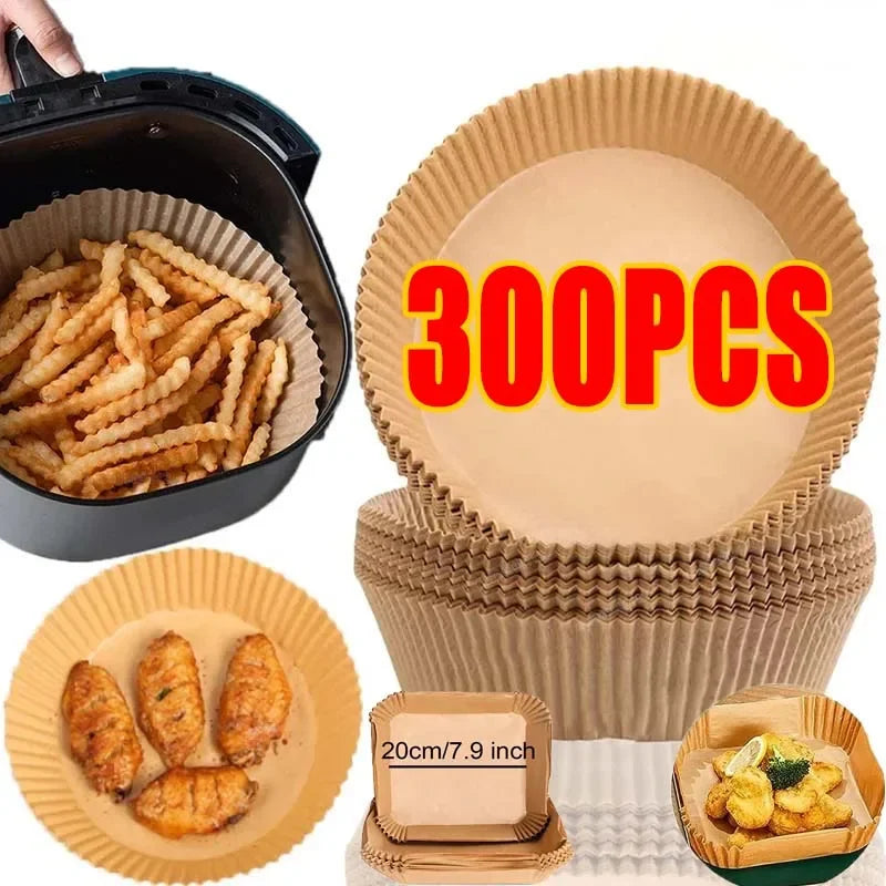 50/100PCS Air Fryer Disposable Paper Square Round Baking Paper Barbecue Plate NonStick Mat Kitchen Oven Oil Absorbing Paper Tool Zpaxo