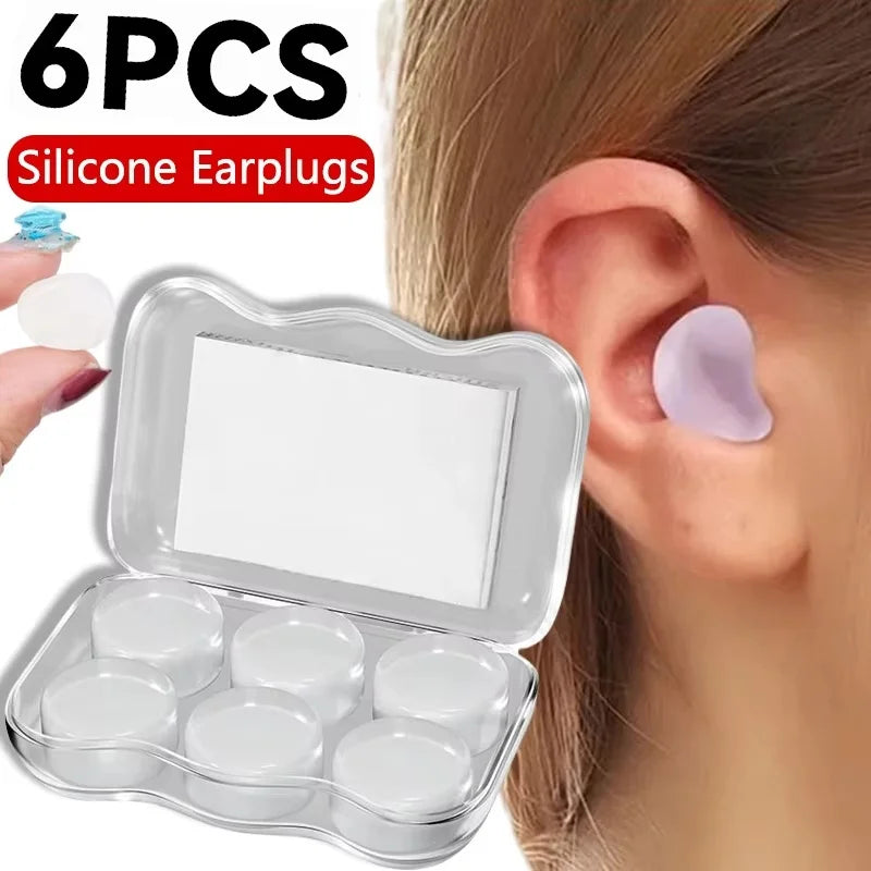 Reusable Silicone Ear Plugs Waterproof Soft Noise Cancelling Silent Gel Earplug For Sleeping Swimming Airplane Earbud Protection Zpaxo