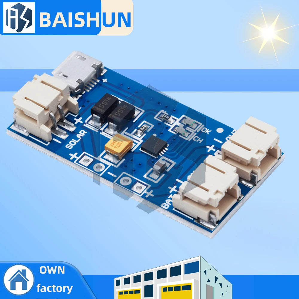 Mini Solar Lipo Charger Board CN3065 Lithium Battery Chip DIY Outdoor Charging Board Module with Connector Wire For Arduino Zpaxo