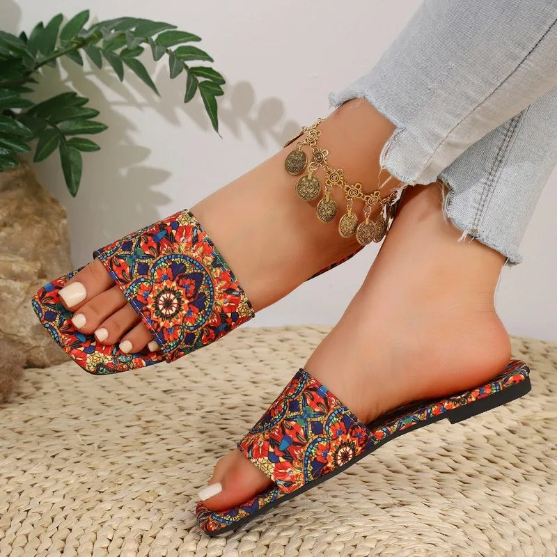 Women's Flat Slides 2026 Fashion Non-slip Outdoor Open-toe Female Zpaxo