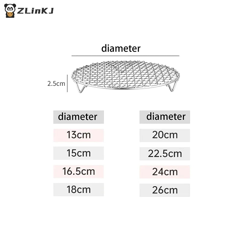 ▶Round Air Fryer Rack With Legs Stackable Grid Grilling Rack Stainless Steel Anti-corrosion For Home Kitchen Oven Steamer Cooker Zpaxo