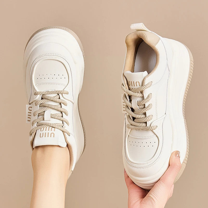 CINESSD 2023 Trendy Mesh Platform Sneakers Leather Shoes Breathable Zpaxo