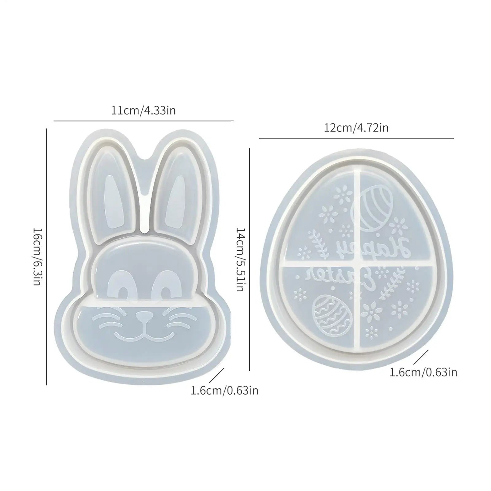 Resin Tray Molds Epoxy Mold Silicone Easter Rabbit Egg Shaped Trinket