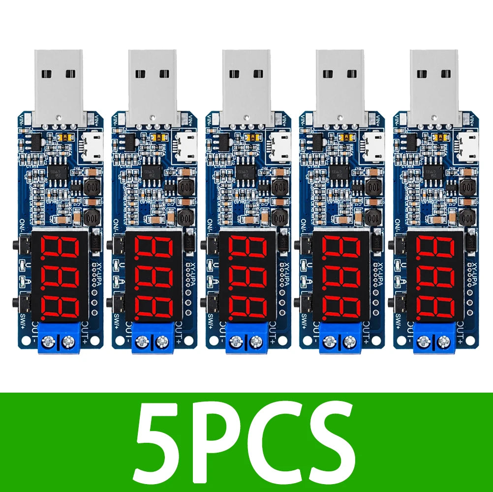 ‌XY-UPA Digital USB Power Supply Module – Programmable Multi-Output Voltage Regulator (5V→3.3V/9V/12V/24V) with OLED Display Zpaxo 5pcs