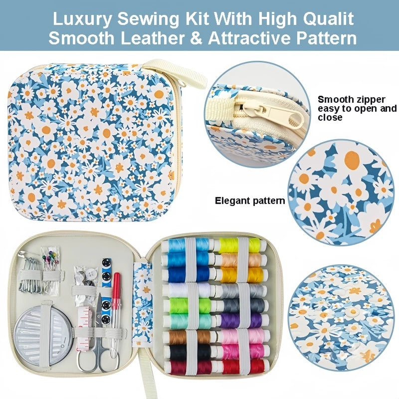 Portable Sewing Kit Complete Set with Threads Needles Scissors Tape Measure Buttons Embroidery Thread Handwork Sewing Tools Kit Zpaxo
