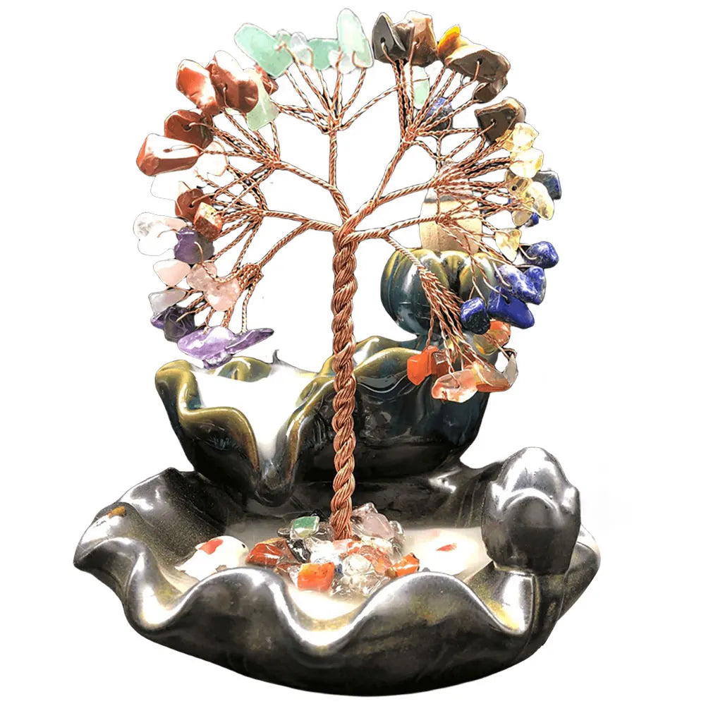 7 Chakra Tree Money Ash Catcher Home Decor Waterfall Burner Healing