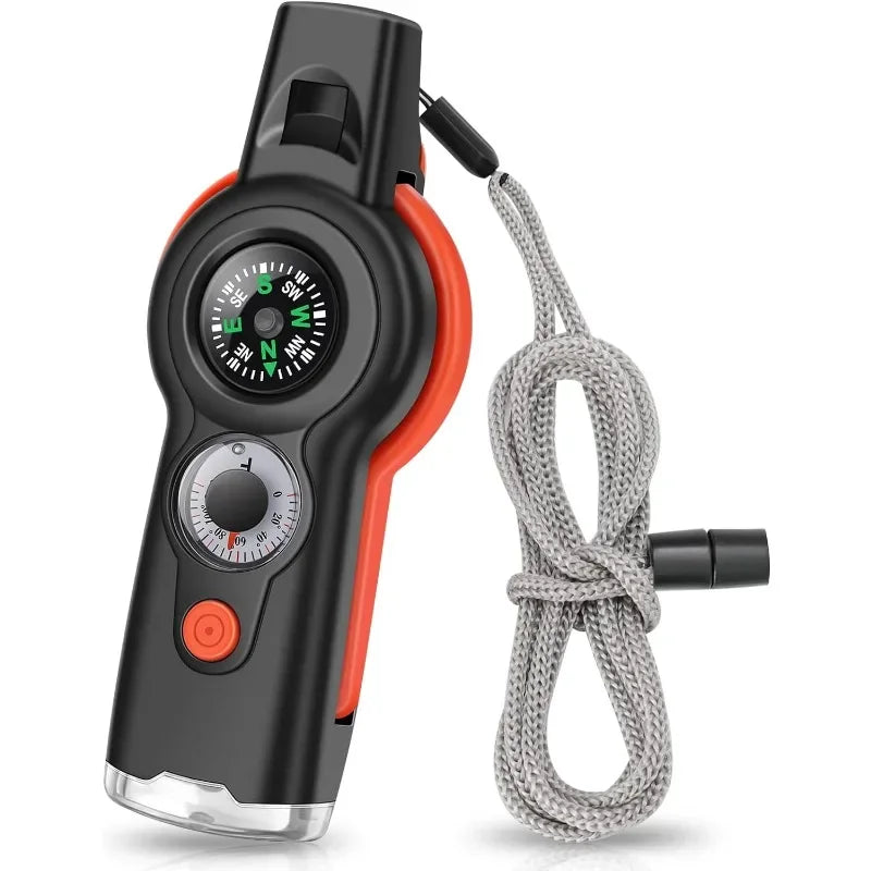 7-in-1 Survival Whistle – Compass, LED Light & Lanyard